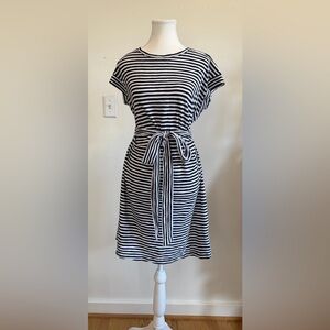 J.Crew Cotton Black White Stripe Tie Front T-shirt Dress M
